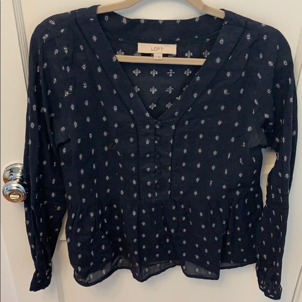 Loft Navy Peplum Top